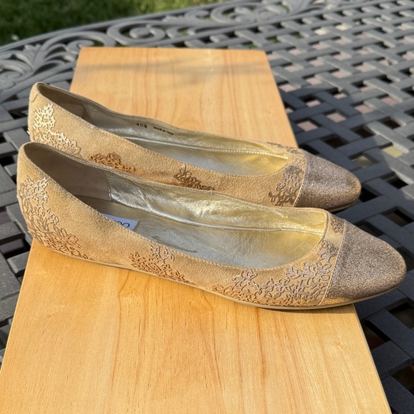 Jimmy Choo Sparkling Gold Flats - Picture 3 of 8